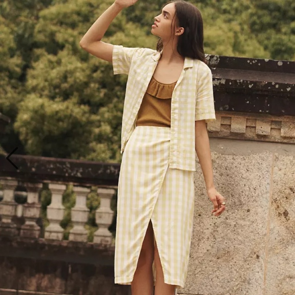 Sarong Midi Skirt in Gingham Check